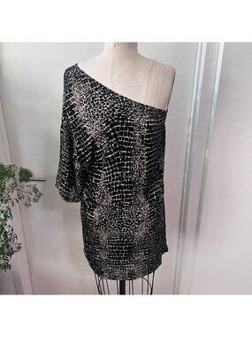 JILL STUART COLLECTION Burnout Velvet One Shoulder Asymmetrical Silk Blend Dress